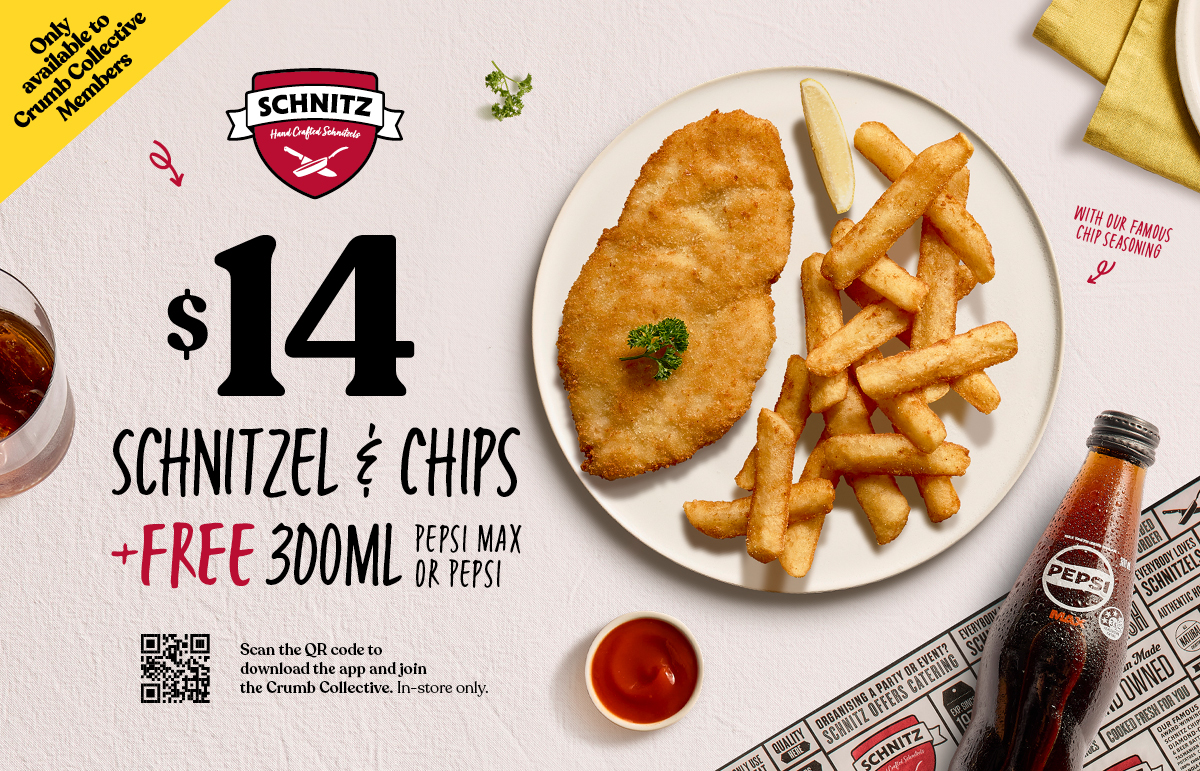 Schnitz - $14 Schnitzel & Chips + Free 300ml Pepsi